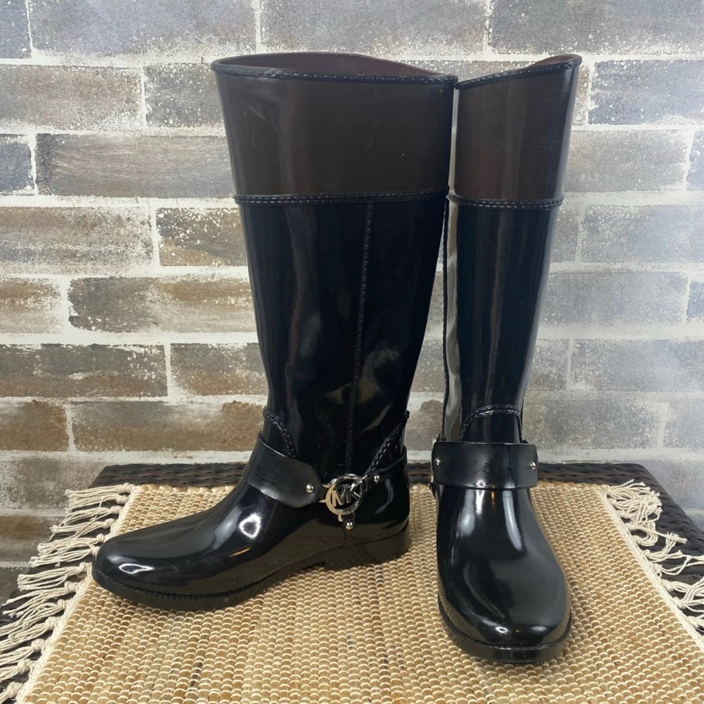 Michael Kors, Two Tone, Silver Emblem, Tall Rain Boots, Size 9 - Picture 7 of 9